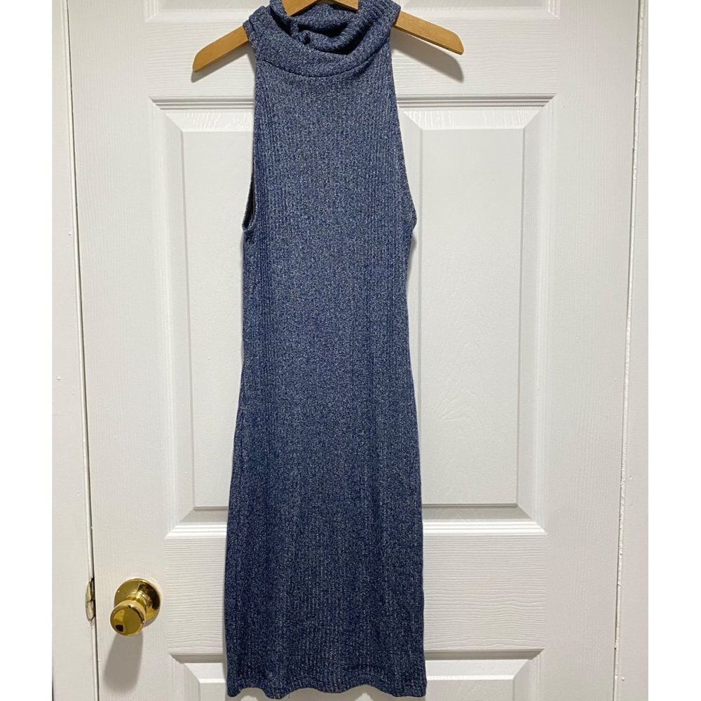 Top Shop Heather Blue Sleeveless Turtleneck Knit Dress Women's Size 4